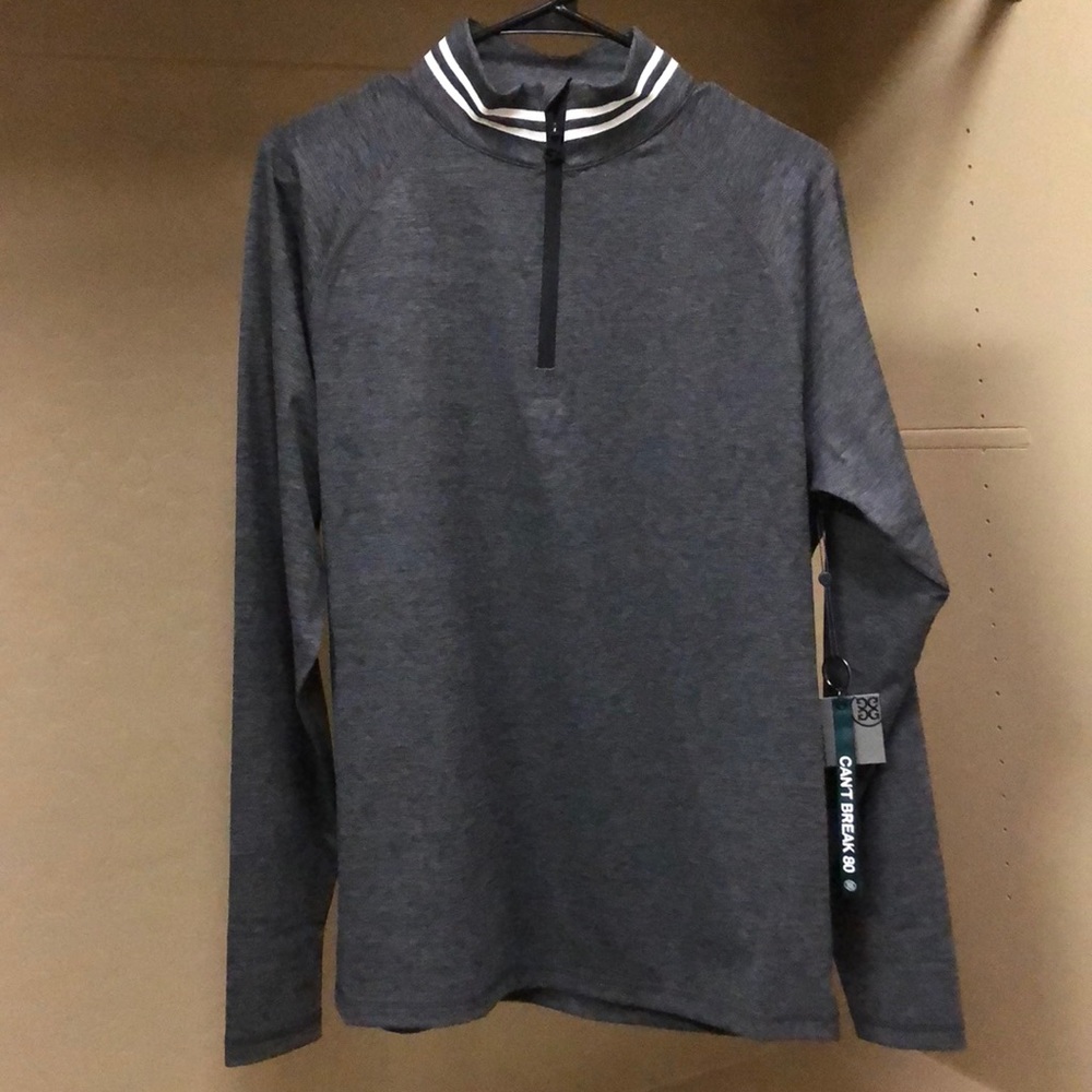 G/FORE Charcoal Performance Quarter-Zip with Striped Stand Collar